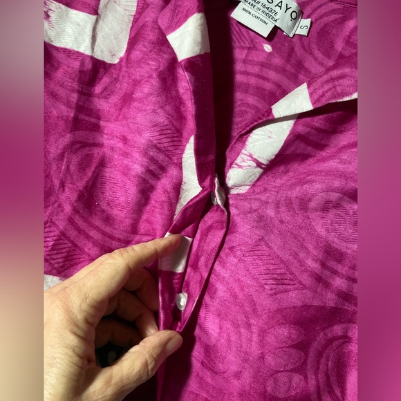 Busayo Tayo Mixed Batik Colors Midi Dress Puff Sleeves Pockets Size Small - Picture 13 of 16